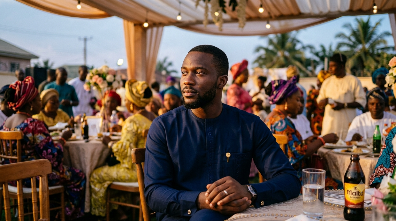 Author Femi with his wife at a family gathering